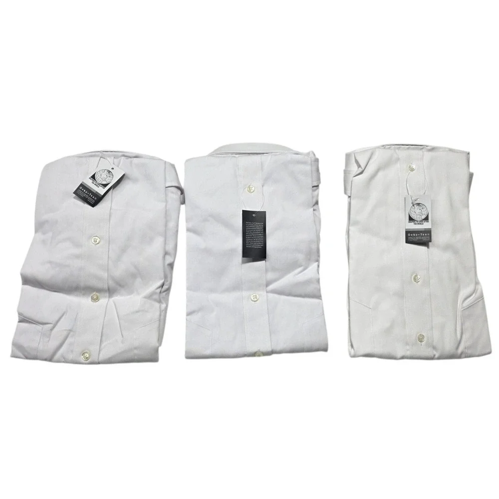 Van Heusen Pilot Shirt Mens 17.5 White Aviator Commander Uniform Epaulets Lot 3